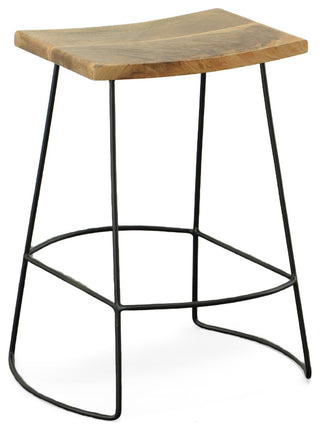 Reece Saddle Seat Counter Stool, Set of 2, Natural/Black