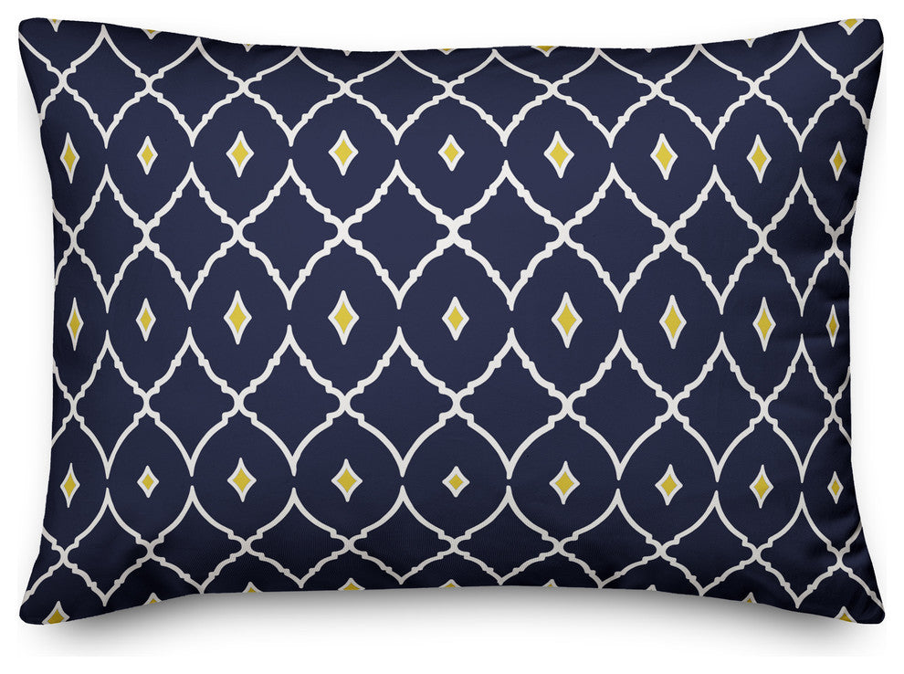 Navy and Yellow Diamond 14x20 Lumbar Pillow
