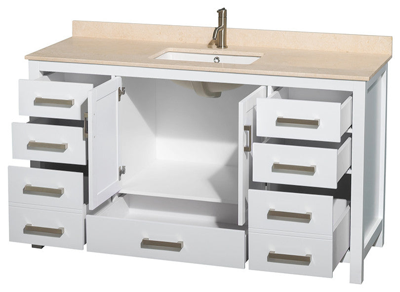 Wyndham WCS141460SWHIVUNSMXX 60 Inch Wood Vanity with Square Sink