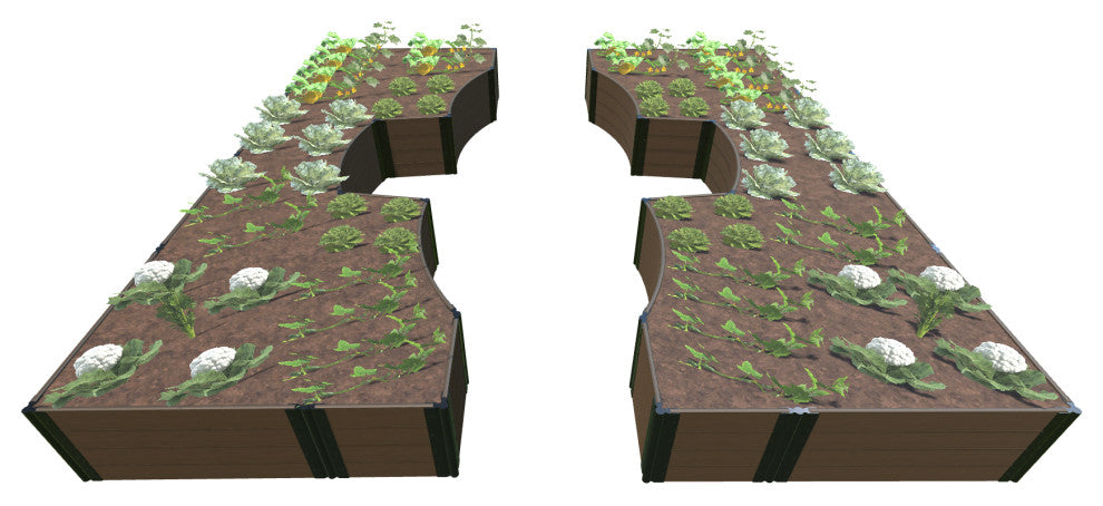 Uptown Brown Walk-Through Inner Roboto 14'x16'x22" Raised Garden Bed, 1" Profile
