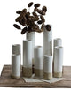 Set of 9 White Ceramic Cylinder Bud Vases