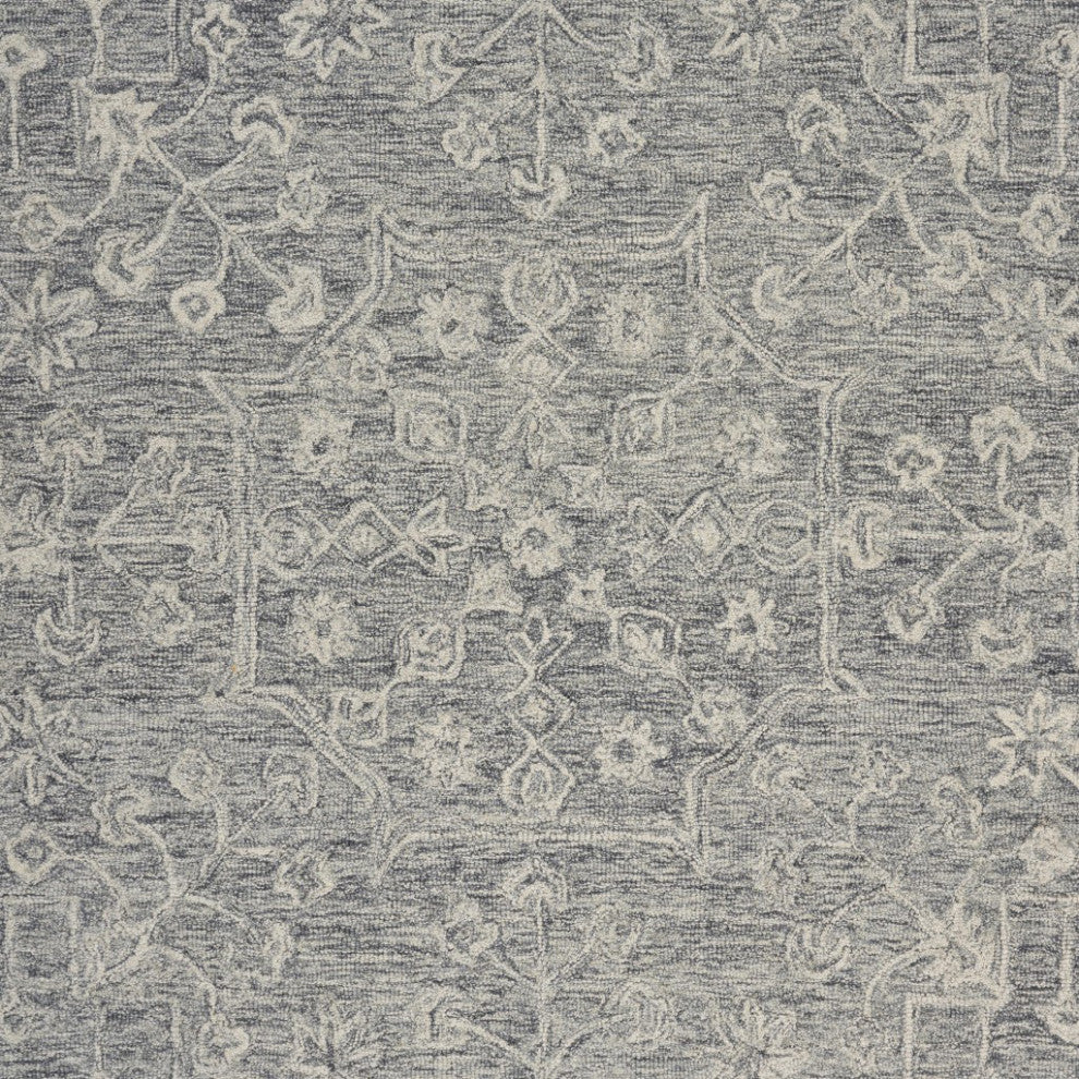 7??x 9??Gray Floral Finesse Area Rug