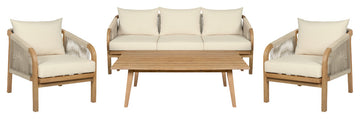 Cypress Outdoor Patio 4-Piece Conversation Set Ivory Olefin Cushions