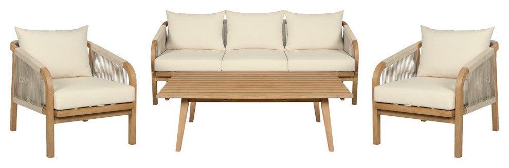 Cypress Outdoor Patio 4-Piece Conversation Set Ivory Olefin Cushions