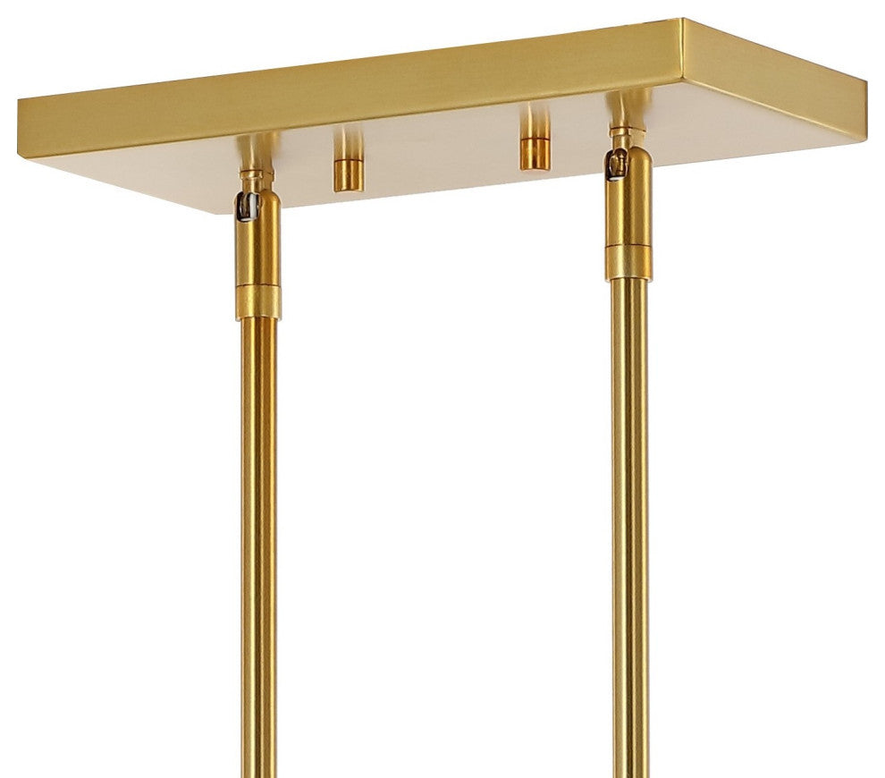 Lloyd 4-Light Industrial Iron LED Pendant, Black/Brass Gold, Width: 35"