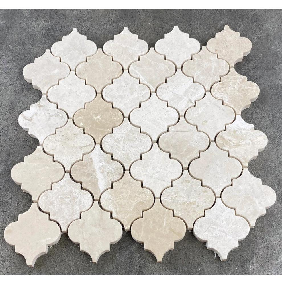 Vanilla Beige Casablanca Pattern 12"x12" Marble Mosaic Tile (10 sqft per box)