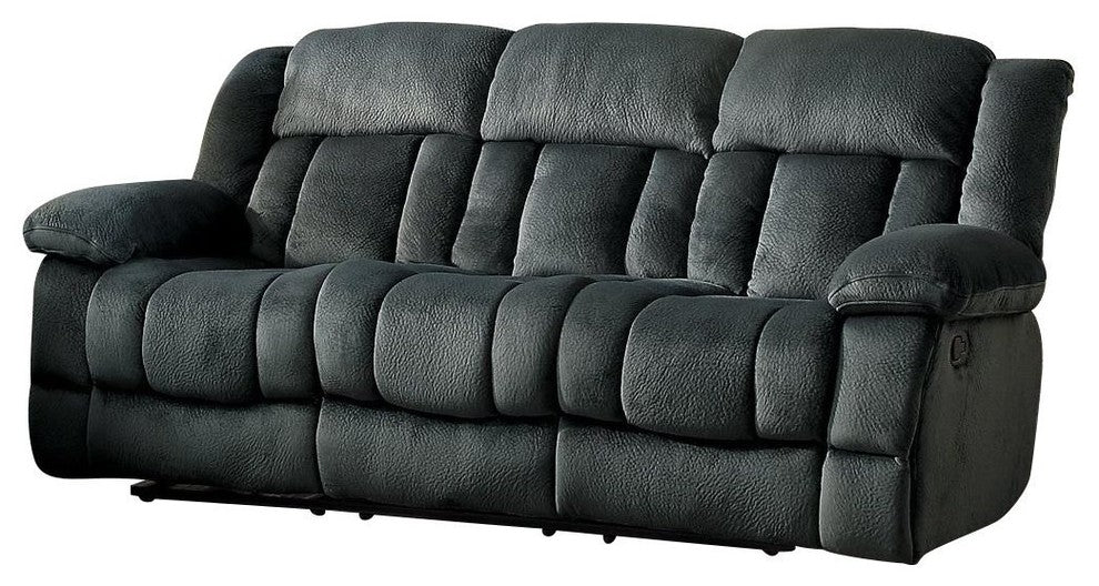 2-Piece Latona Double Reclining Sofa, Console Love Seat Charcoal Microfiber