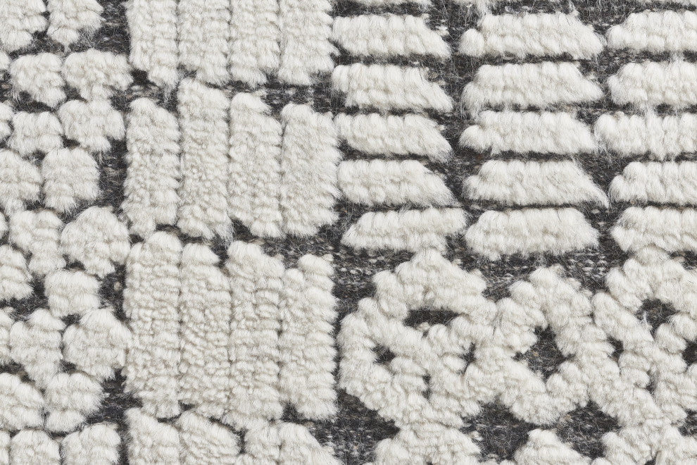 Ivory Contemporary Geometric Transitional High-Low Area Rug