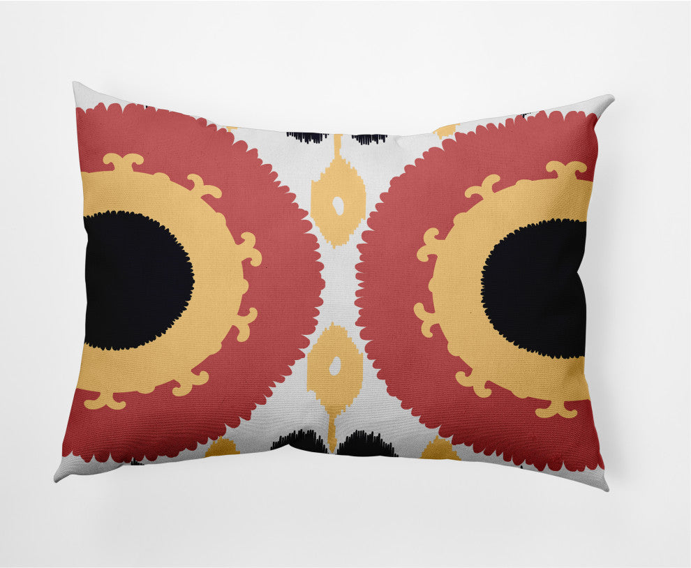 Boho Decorative Lumbar Pillow, Yellow, 14x20"