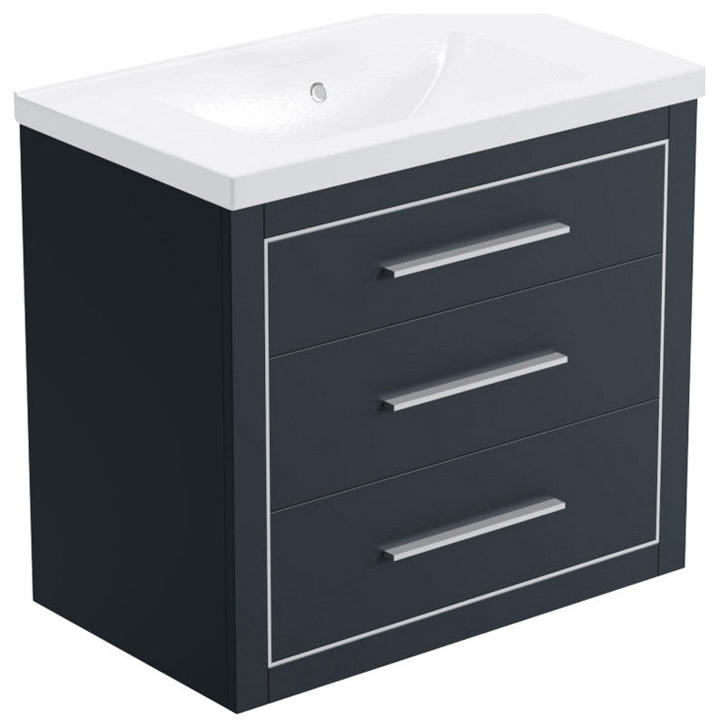 Sherwood 30" Single Vanity Set, Charcoal, Chrome Trim, Floating Only
