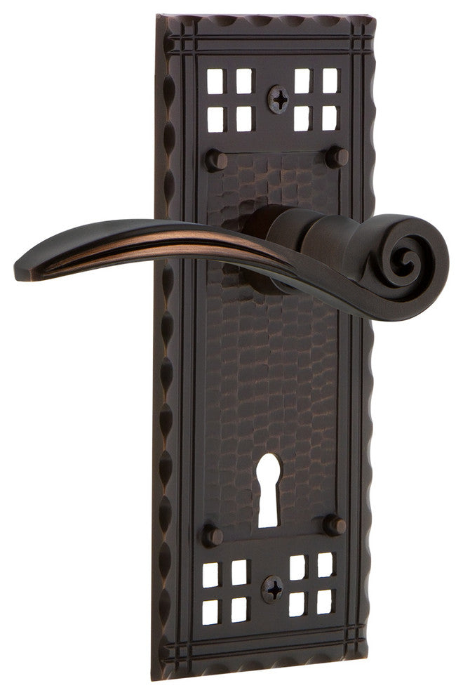 Craftsman Plate With Keyhole Swan Lever, Timeless Bronze, Right-Handed