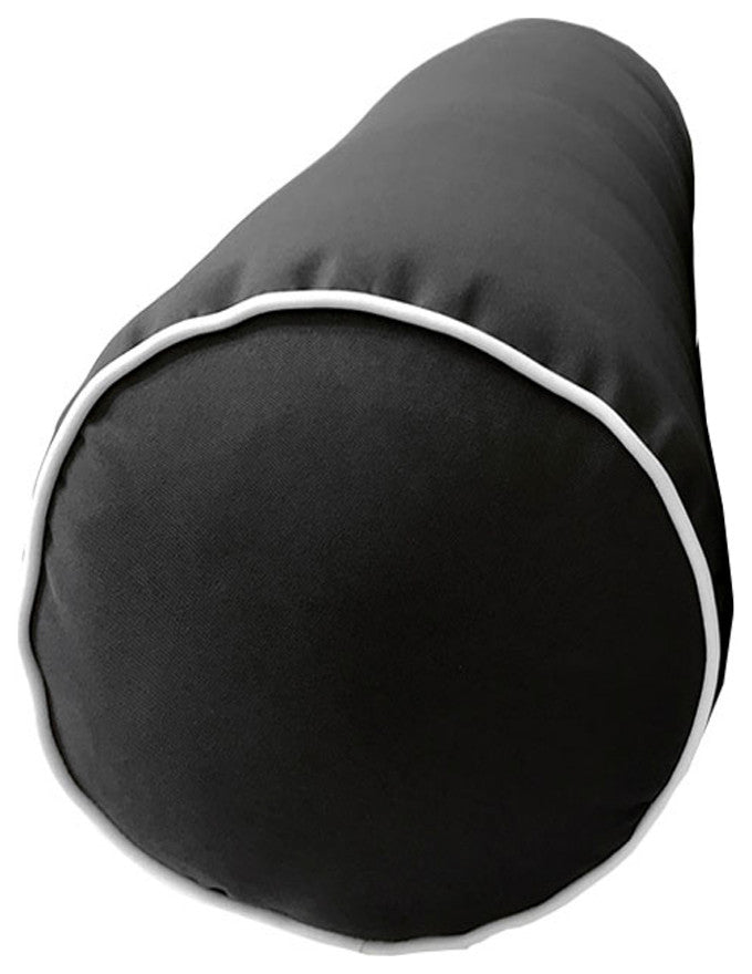 |COVER ONLY| Outdoor Contrast Piped Trim Large 26x6 Bolster Pillow Cover AD003