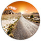 Sunset Desert With Pebble Road, Landscape Round Wall Art, 11"