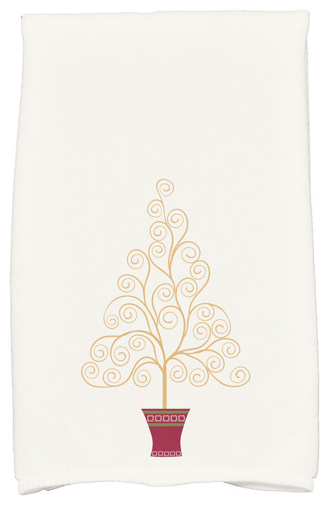Filigree Tree, Geometric Print Hand Towel, White, 18 x 30"