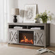 58" Corin Barn Door TV Stand with 23" Fireplace, Gray Wash