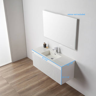 Floating Bathroom Vanity with Sink, Wall Mounted Vanity, White, 48" W/ Single Sink