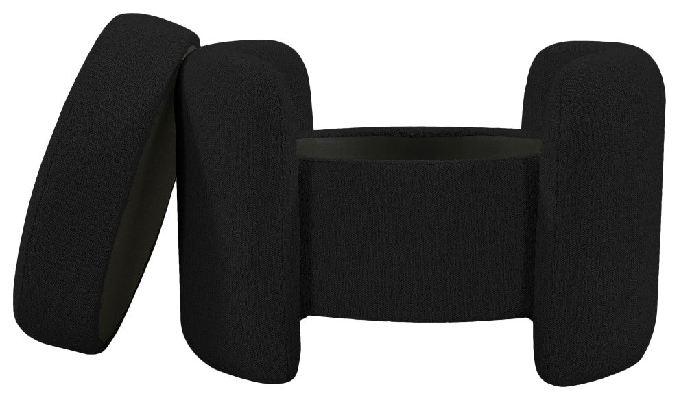 Horizon Boucle Fabric Upholstered Ottoman, Black