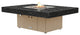 Rectangular Fire Pit Table, 48x36, Natural Gas, Black Pearl Top, Beige