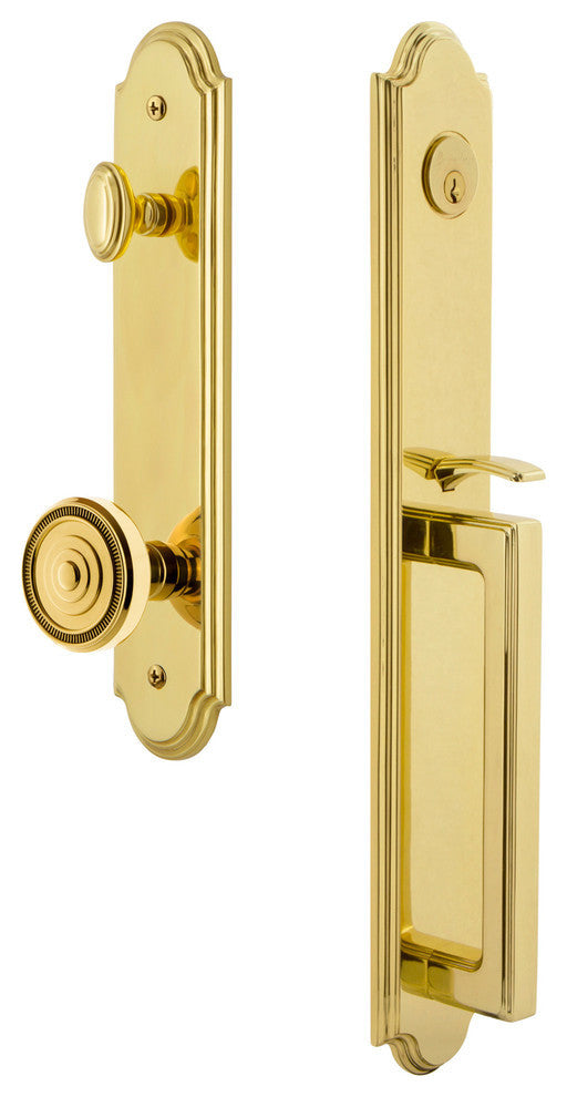 Arc 1-Piece Dummy Handleset, D Grip and Soleil Knob, Lifetime Brass, 848727