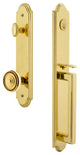 Arc 1-Piece Dummy Handleset, D Grip and Soleil Knob, Lifetime Brass, 848727