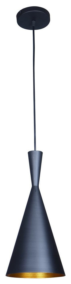 Berkley Cone 1-Light Pendant, Black and Gold