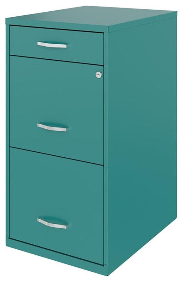 Space Solutions 18in Deep 3 Drawer Metal Organizer File Cabinet Teal/Turquoise