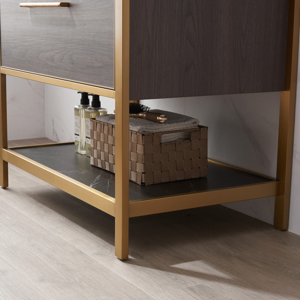 Segovia Bath Vanity with Sintered Stone Top, Suleiman Oak, 36", No Mirror