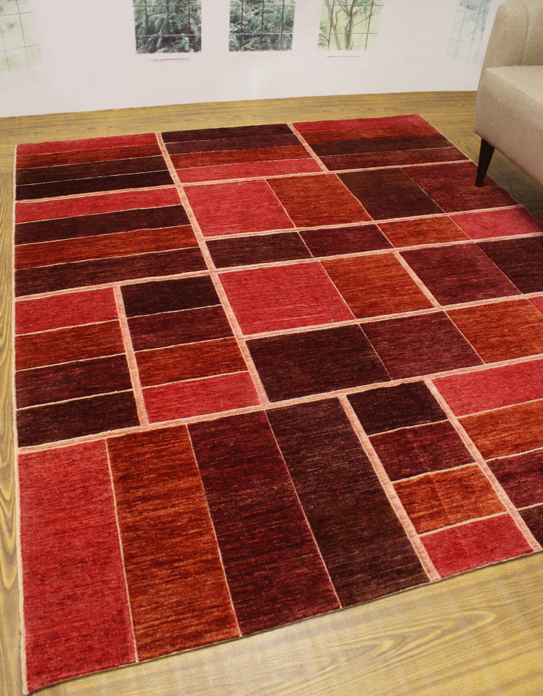 High-Low Chobi Sakypjam Pink Rug, 6'10x8'2