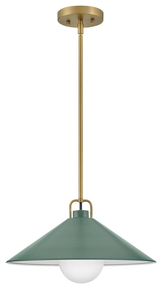 Lark Milo 16" Pendant Light, Lacquered Brass + Sage Green shade