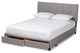 Light Grey Fabric Upholstered 2-Drawer Queen Size Platform Storage Bed