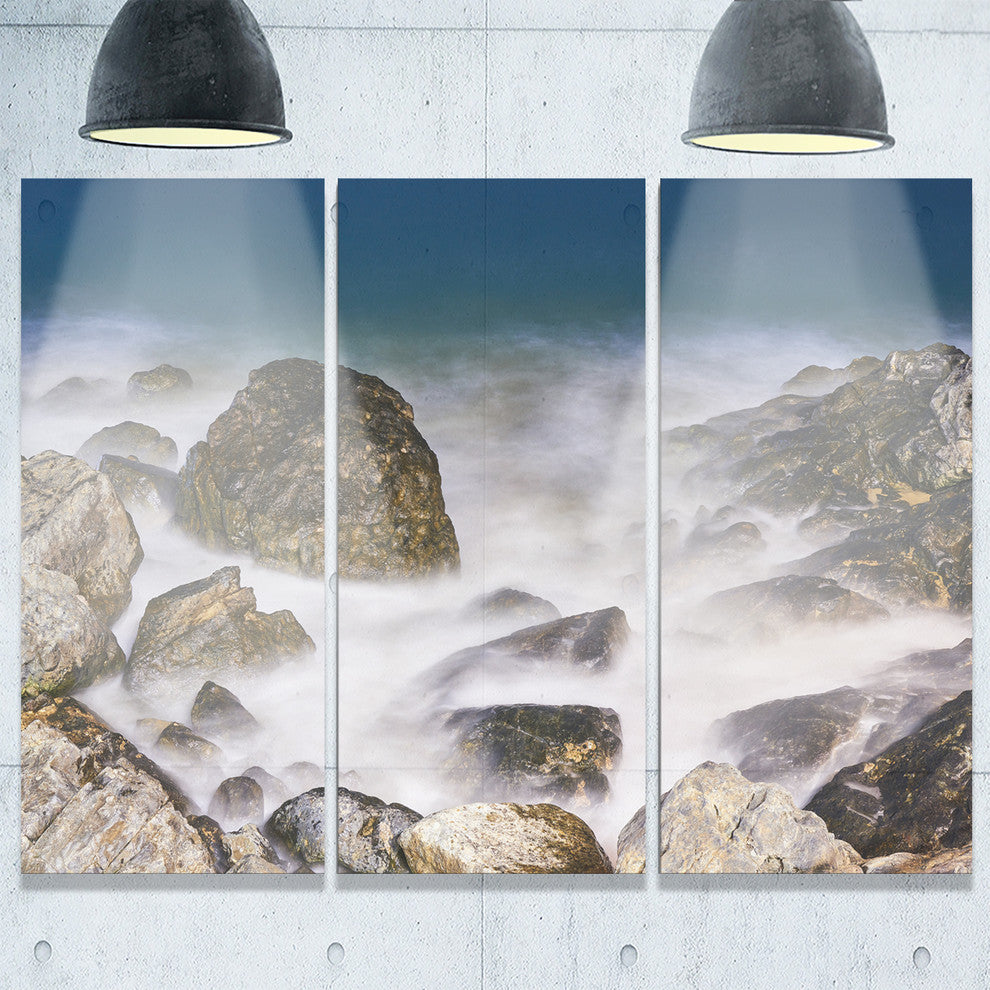 "Rocky Waves at Haeundae Coast Busan" Metal Wall Art, 3 Panels, 36"x28"