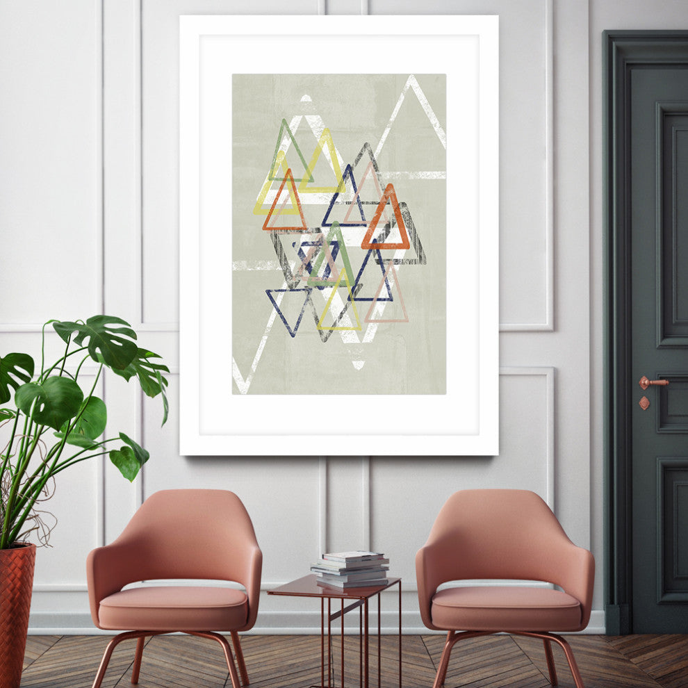 "Stamped Triangles II" Matted and Framed, 52" x 36"