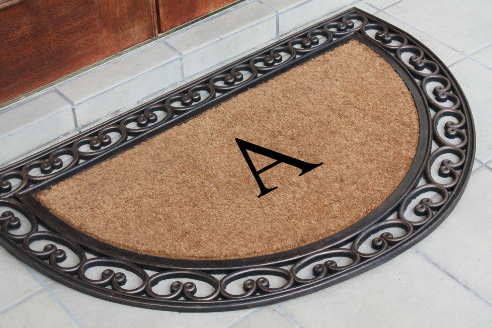 A1HC Natural Coir Monogrammed Door Mat For Front Door, 30"x48", A