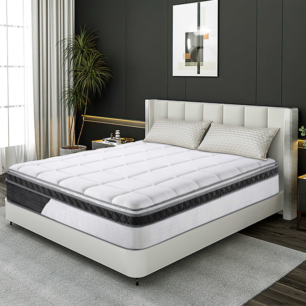 Breathable 14"? Medium Euro Top Gel Memory Foam Hybrid Mattress, King