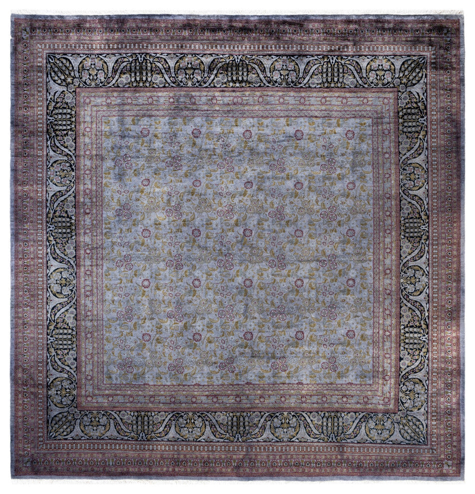 Overdyed One-of-a-Kind Hand-Knotted Area Rug Gray, 9' 2" x 9' 5"
