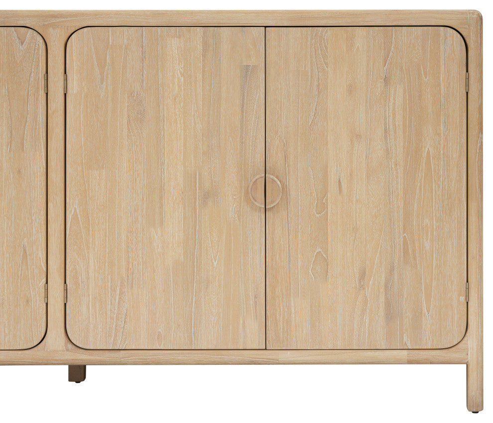 Hansville Sideboard 4 Doors With 2 Inner Drawers, Natural Whitewash