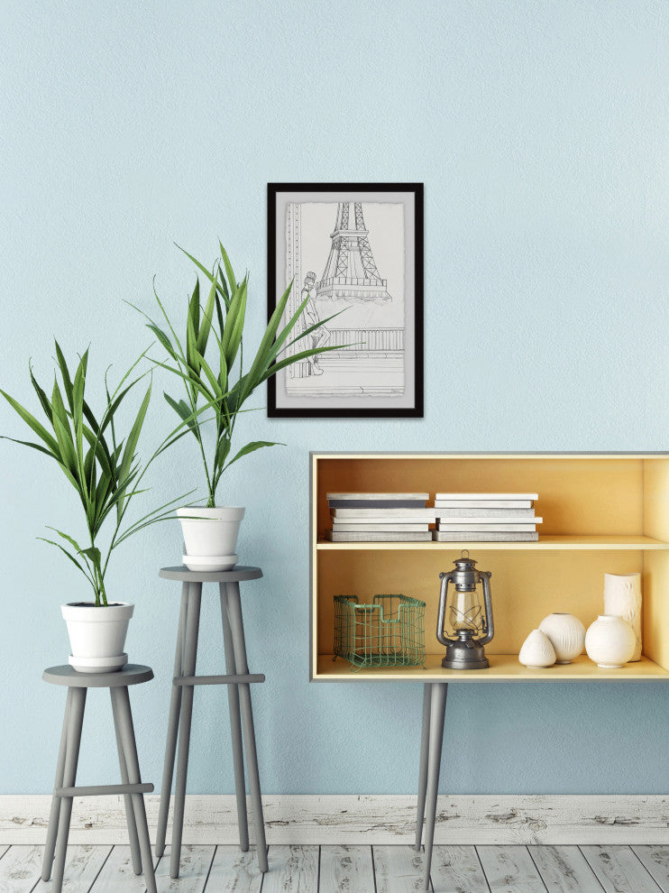 "Sketch of Eiffel" Framed Painting Print, 24"x36"