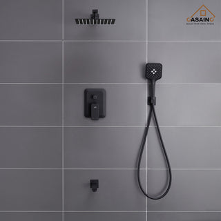 9inch Shower System Brushed Nickel Dual Head Waterfall Shower Bar System, Matte Black