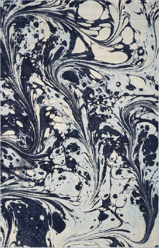 Watercolor Marble Plush Area Rug, Blue, 3'3"x4'11"