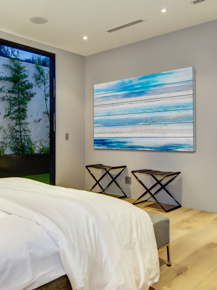 "Baia Azul" Print on White Wood, 36"x24"