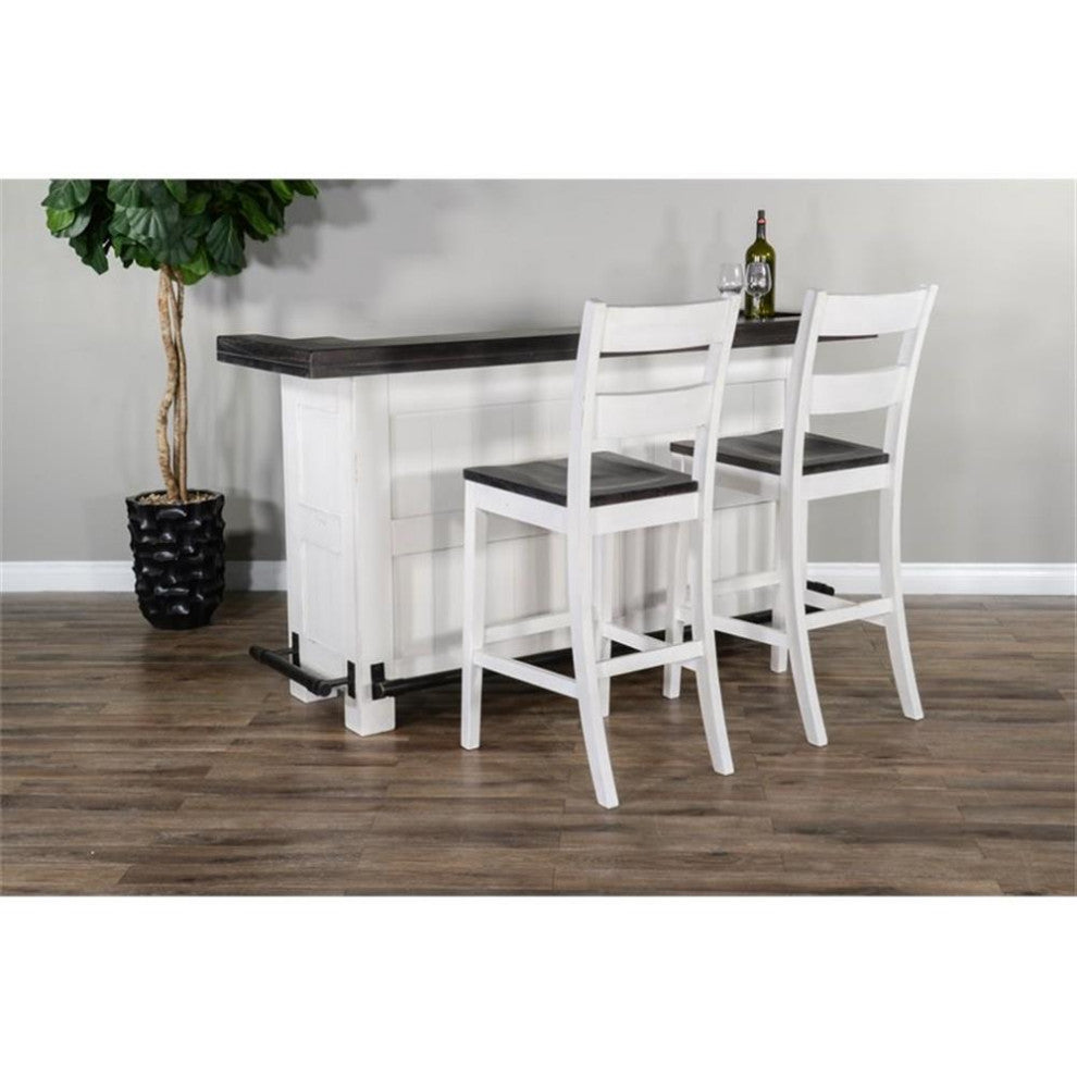 Pemberly Row Espresso Finish 78" Farmhouse styled Wood Bar Unit