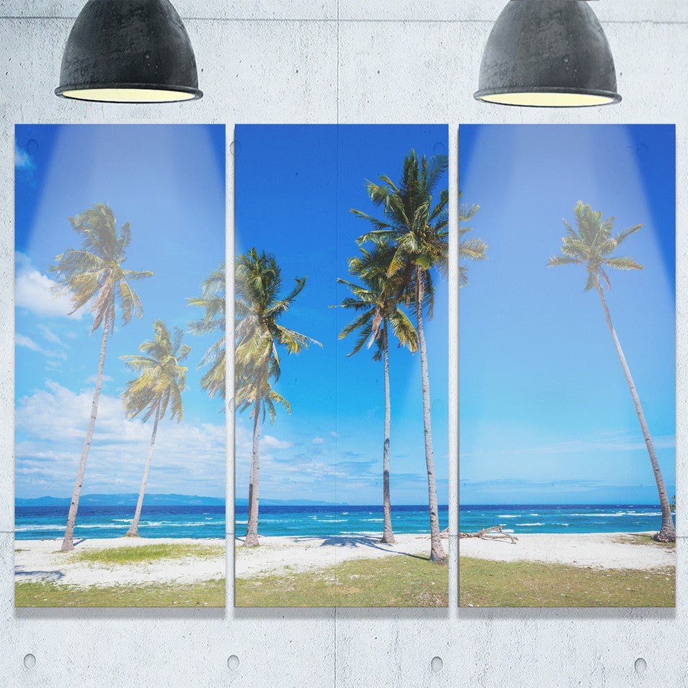 "Bright and Clear Tropical Beach" Metal Wall Art, 3 Panels, 36"x28"