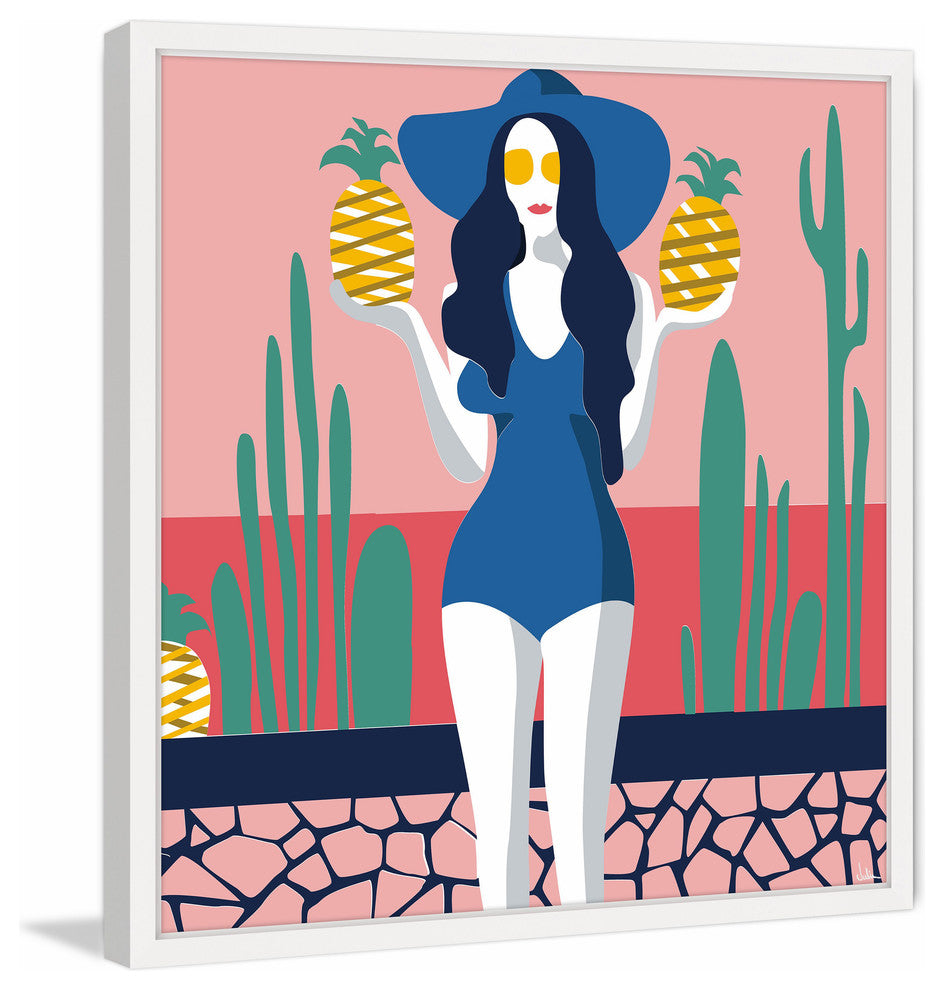 "Holding Pineapples" Framed Painting Print, 32"x32"