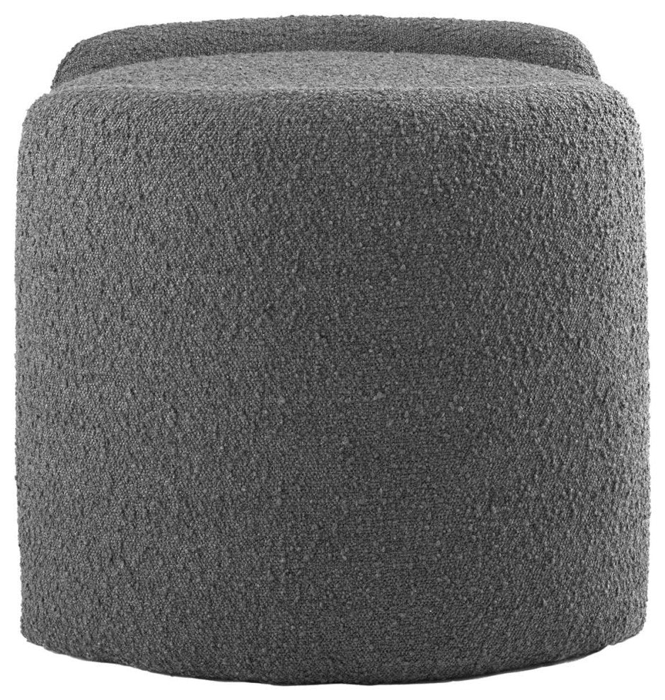 Nebula Boucle Upholstered Ottoman, Charcoal