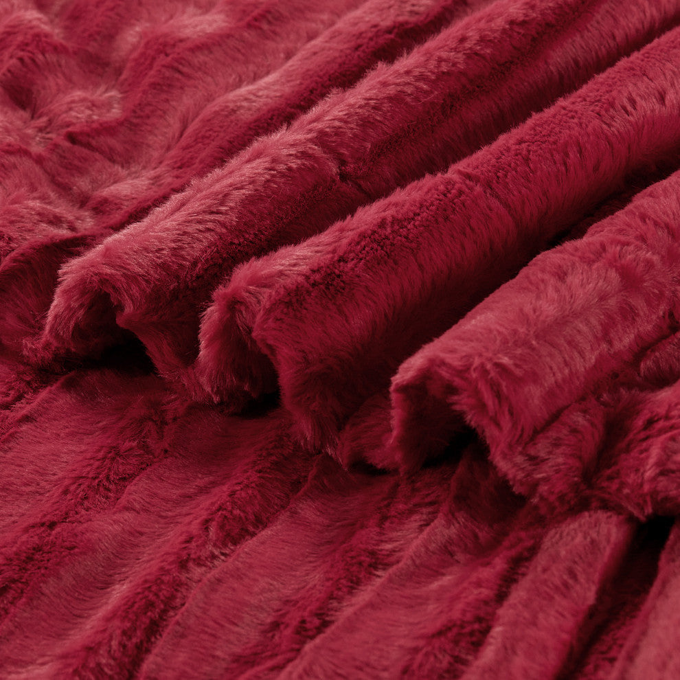 Derby Double Sided Faux Fur Throw Blanket, Chili Pepper