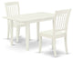 3-Pc Wood Dinette Set 2 Wood Chairs, Small Butterfly Leaf Table, Linen White