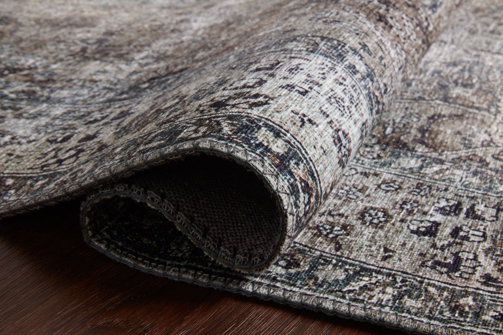 Taupe Stone Teal Navy Printed Polyester Layla Area Rug by Loloi II, 9'x12'