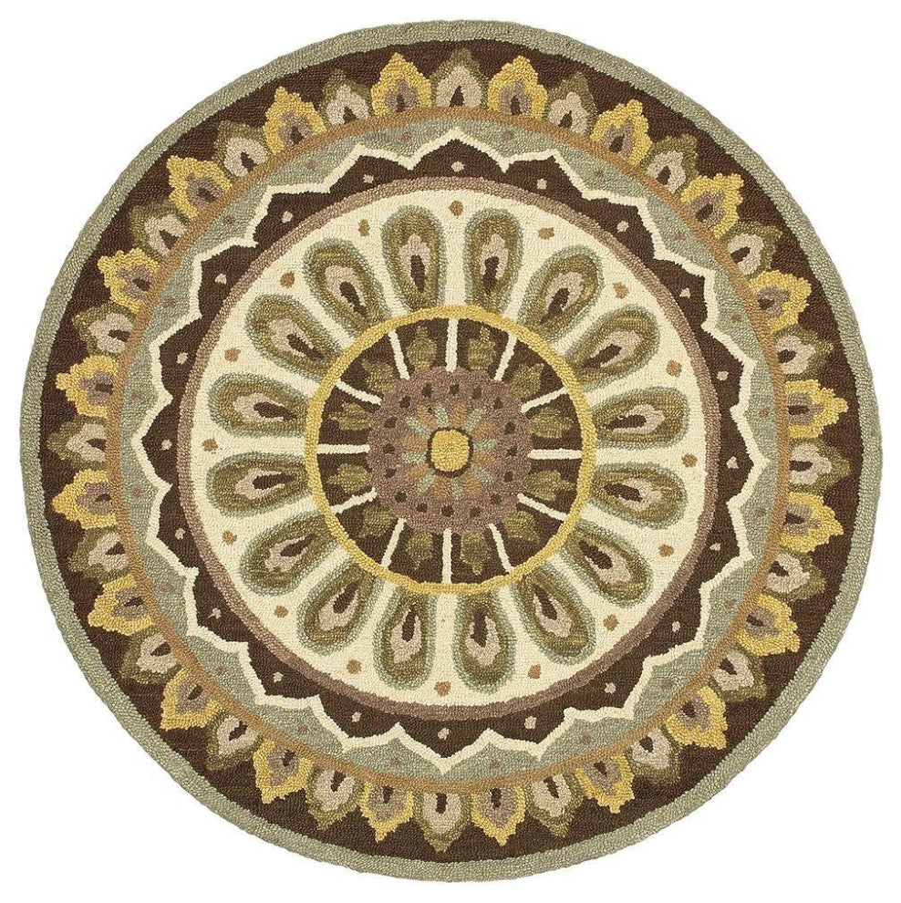 6" Round Brown Medallion Area Rug