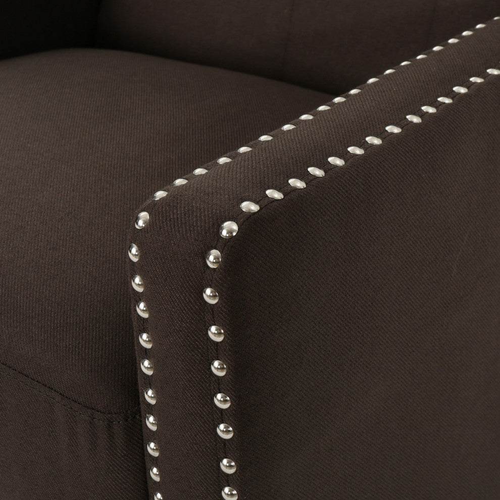 GDF Studio Ingrid Tufted Back Fabric Recliner Chair, Coffee