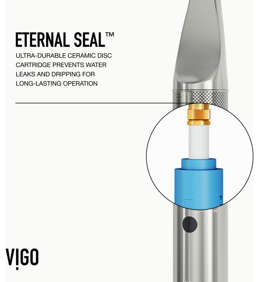 VIGO Jewel 15" H Touchless Pull-Out Sprayer Kitchen Faucet, Stainless Steel